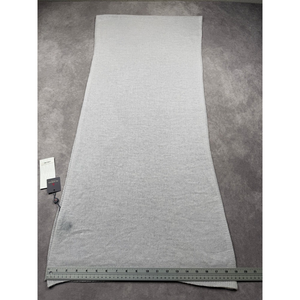 NWT Alashan Cashmere Scarf 100% Cashmere Light Gray Heather Knit Wrap Classic - Picture 2 of 14
